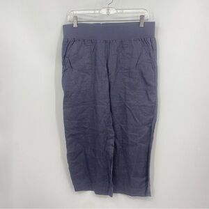 Allen Allen Women Linen Pants M gray Capri Beach Summer Natural 22” inseam